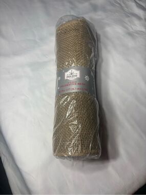 New Holiday Time 10.5" Decorative Burlap Mesh Roll - Natural Tan 10.5” x 12’